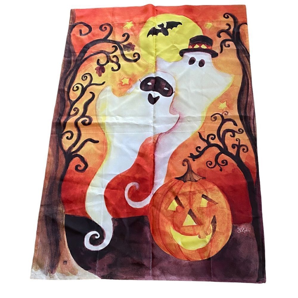 Sue Zipkin Halloween Ghost Flag 28" x 40"